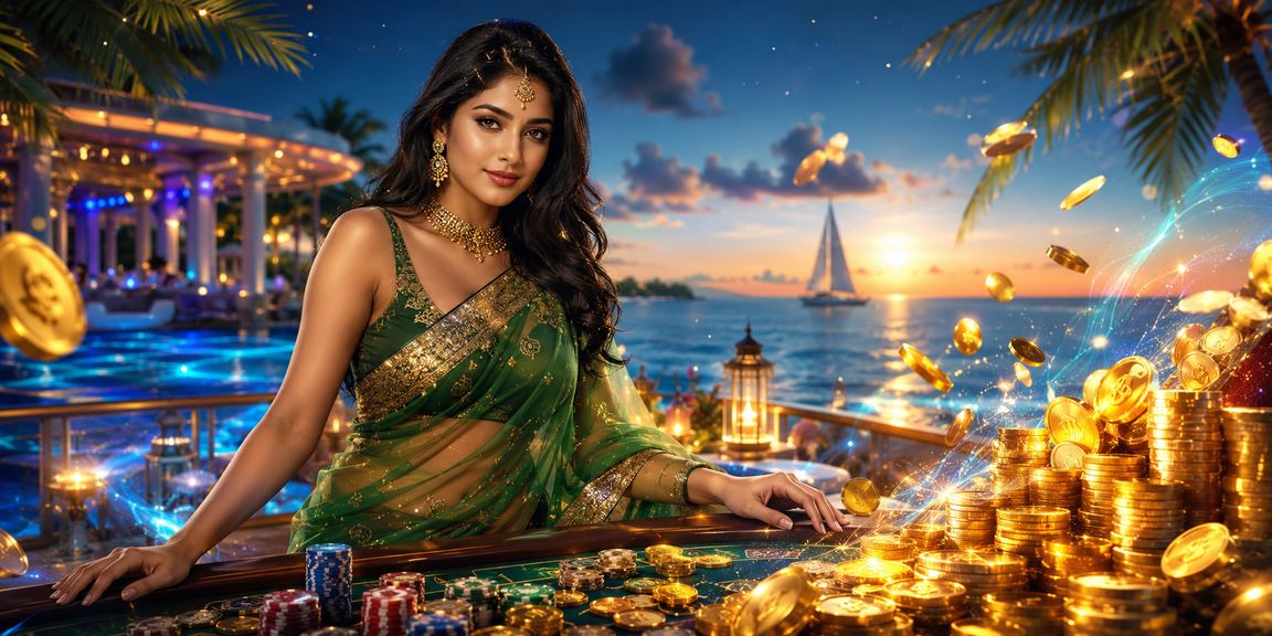 সেন্ট মার্টিনে শাড়ি পরা মডেলের সাথে ক্যাসিনো অ্যাপ — হাই রোলার লাইভ গেমিং
